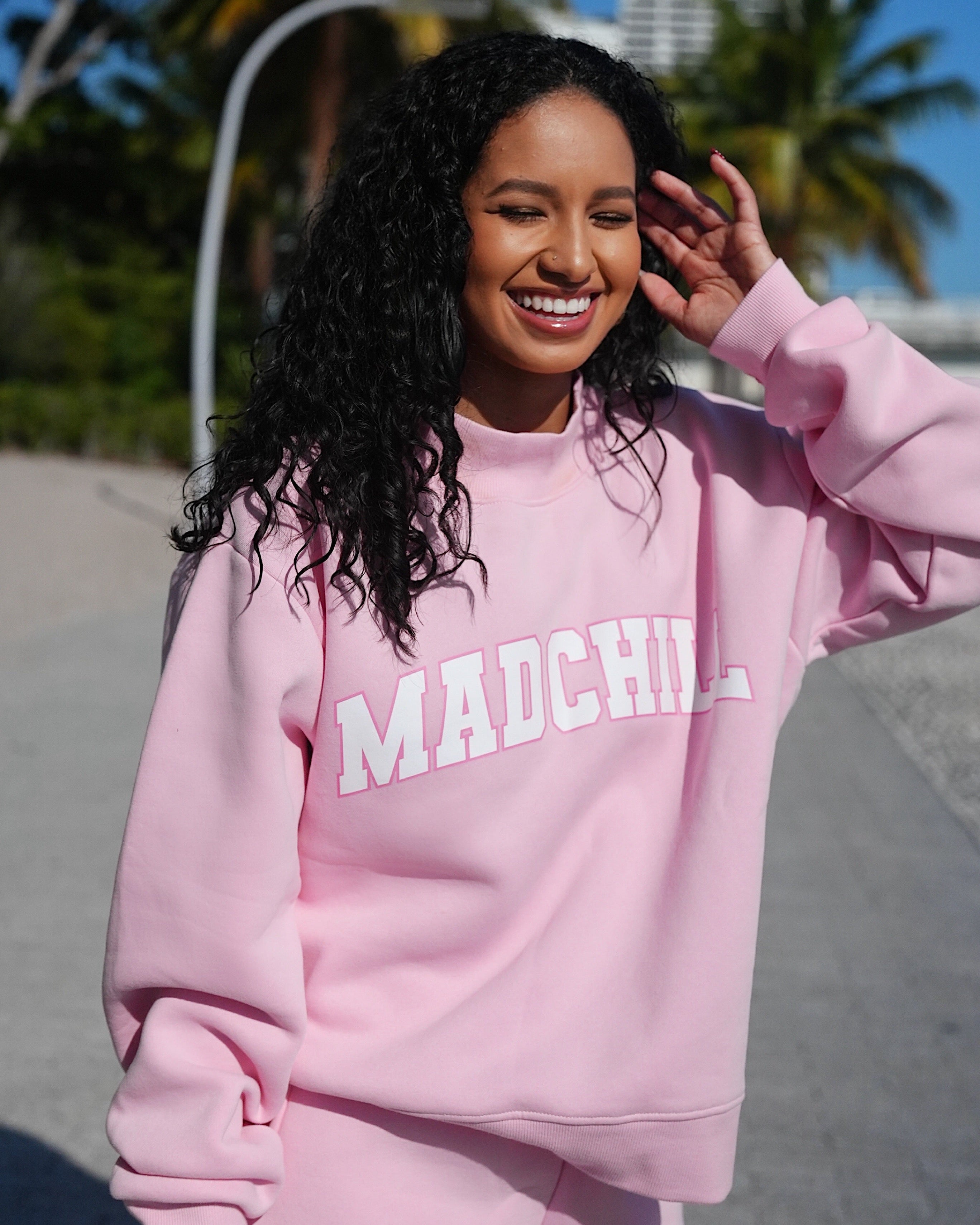 pink varsity mockneck – madchill 😎